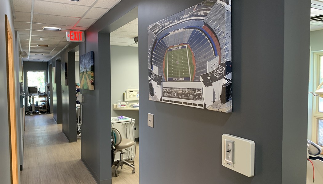 Hallway looking into dental treatment room