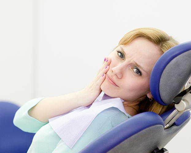 Woman at dental office for root canal treatment